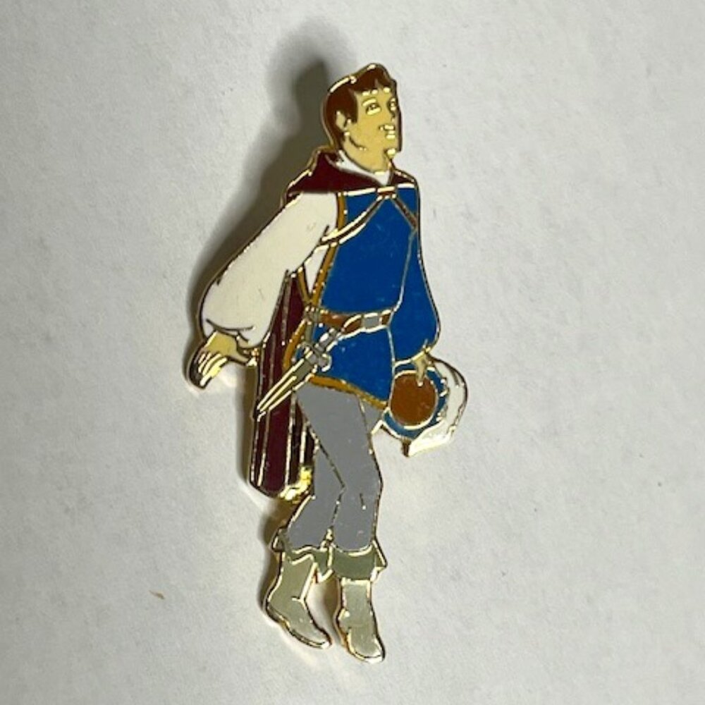 Disney Prince Charming Snow White 2002 Lapel Hat Vest Pin Gold Tone Metal 1.75"